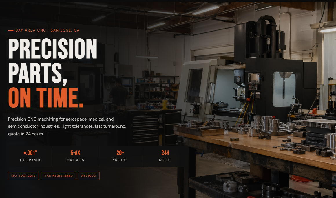 Industrial manufacturing demo site preview