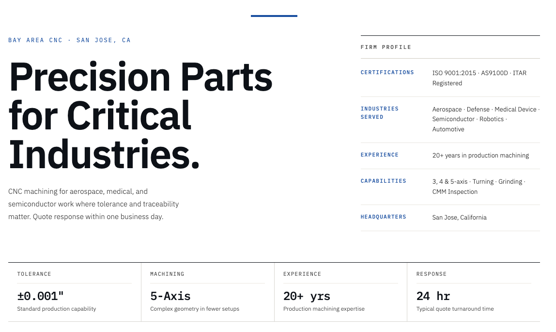 Industrial V2 clean engineering demo site preview